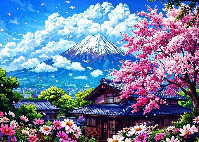 Mount Fuji Cherry Blossom Art Poste