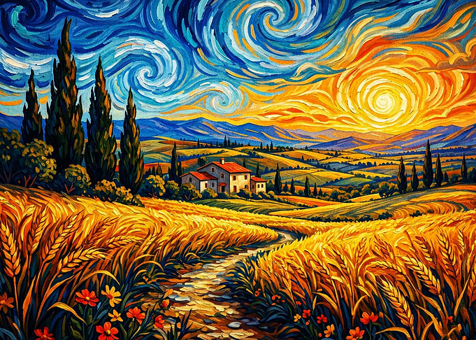 Tuscany Landscape Swirls Art