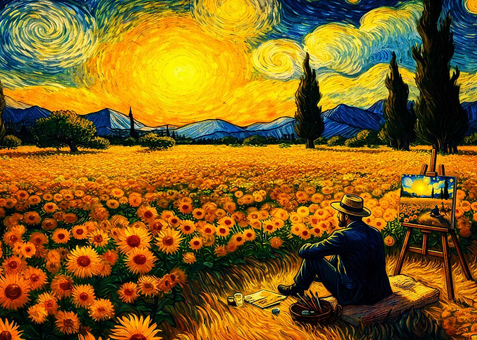 Van Gogh Sunflower Field Art
