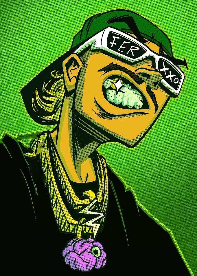 Feid Ferxxo Cartoon Portrait