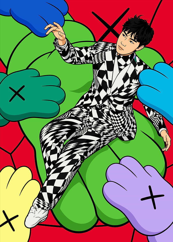 Pop Art Portrait with KAWS Hands