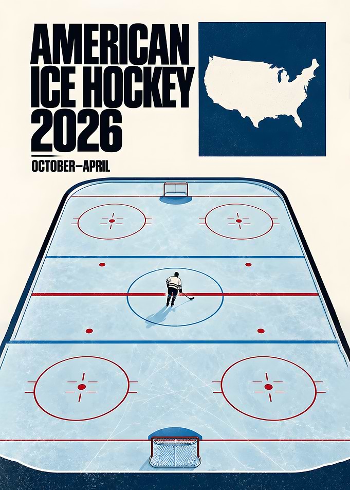American Ice Hockey Rink Aerial View Poster