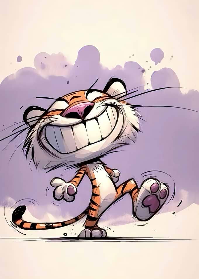 Happy Cartoon Tiger Character Illustration