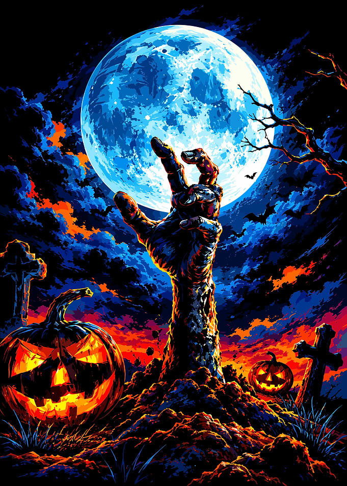 Spooky Halloween Zombie Hand Rising