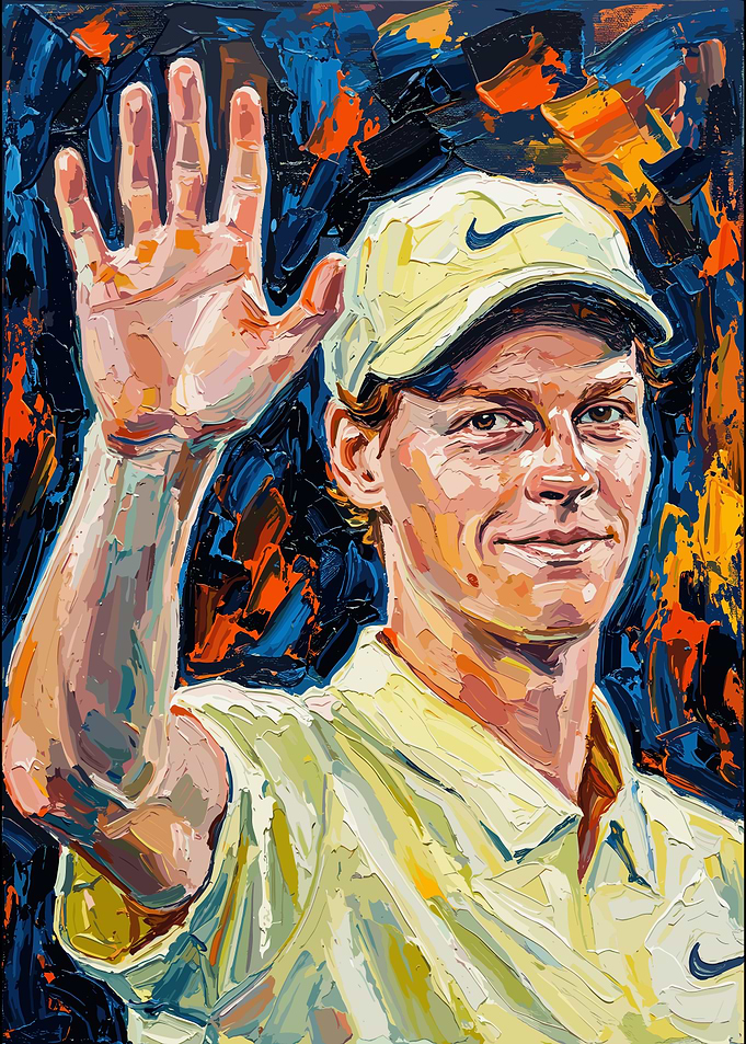 Jannik Sinner Impasto Oil Portrait