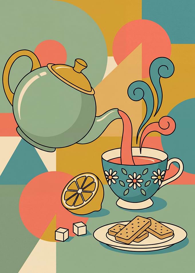 Retro Teapot Tea Time