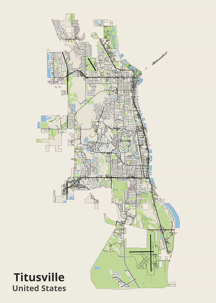 Titusville Florida City Map Print