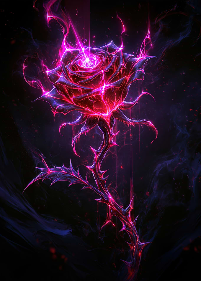 Glowing Neon Electric Rose