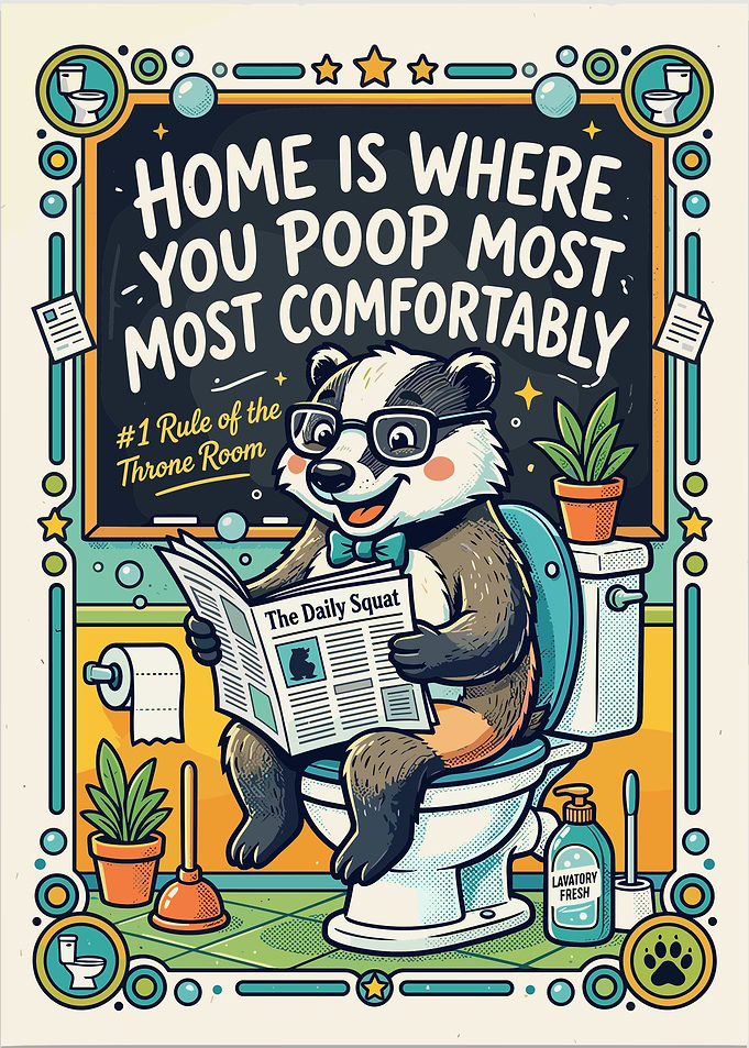 Funny Badger Bathroom Poster