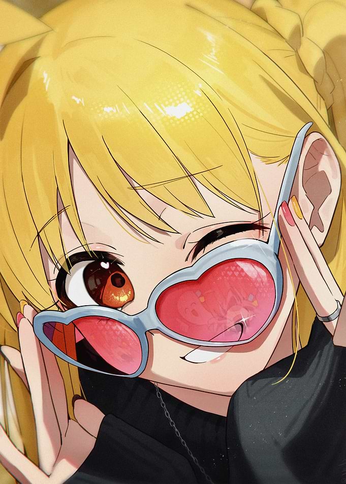 Anime Girl with Heart Sunglasses