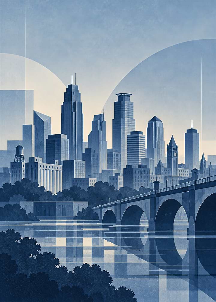 Minneapolis Skyline, Travel Poster