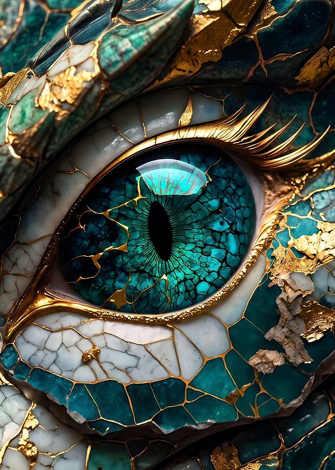 Kintsugi Dragon Eye Fantasy Art