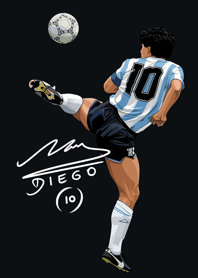 Diego Maradona Soccer Legend Illustration
