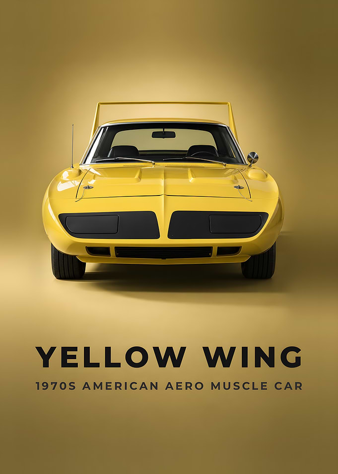 Yellow Winged Muscle Car Studio Poster
