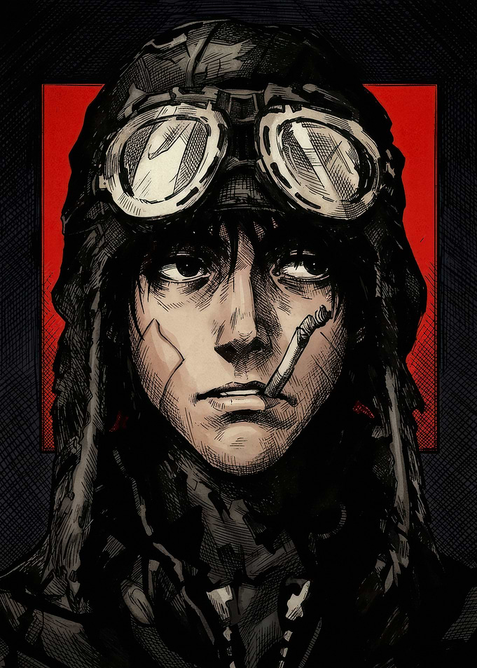 Gritty Aviator Portrait Illustration