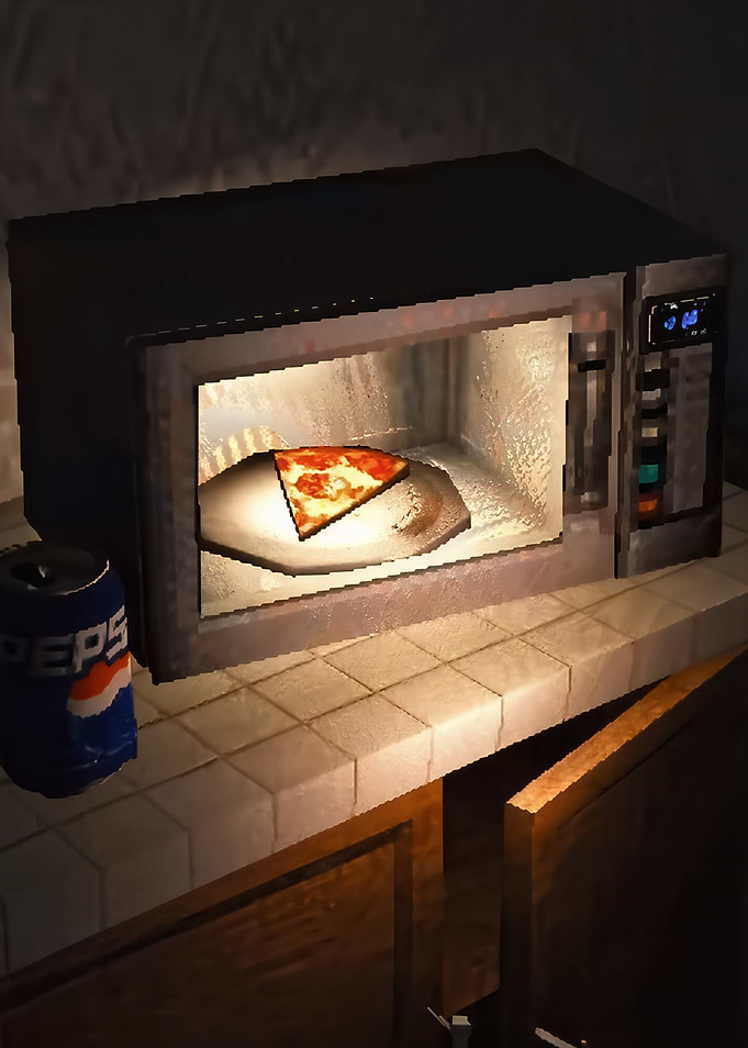 Low Poly 3D Late Night Microwave Pizza