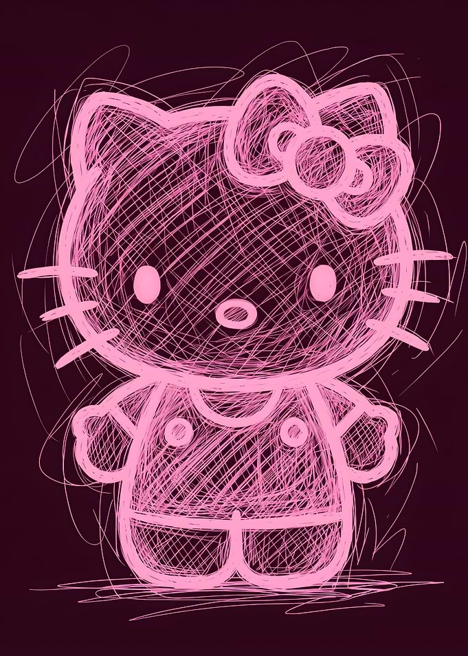 Scribble Art Hello Kitty Illustration