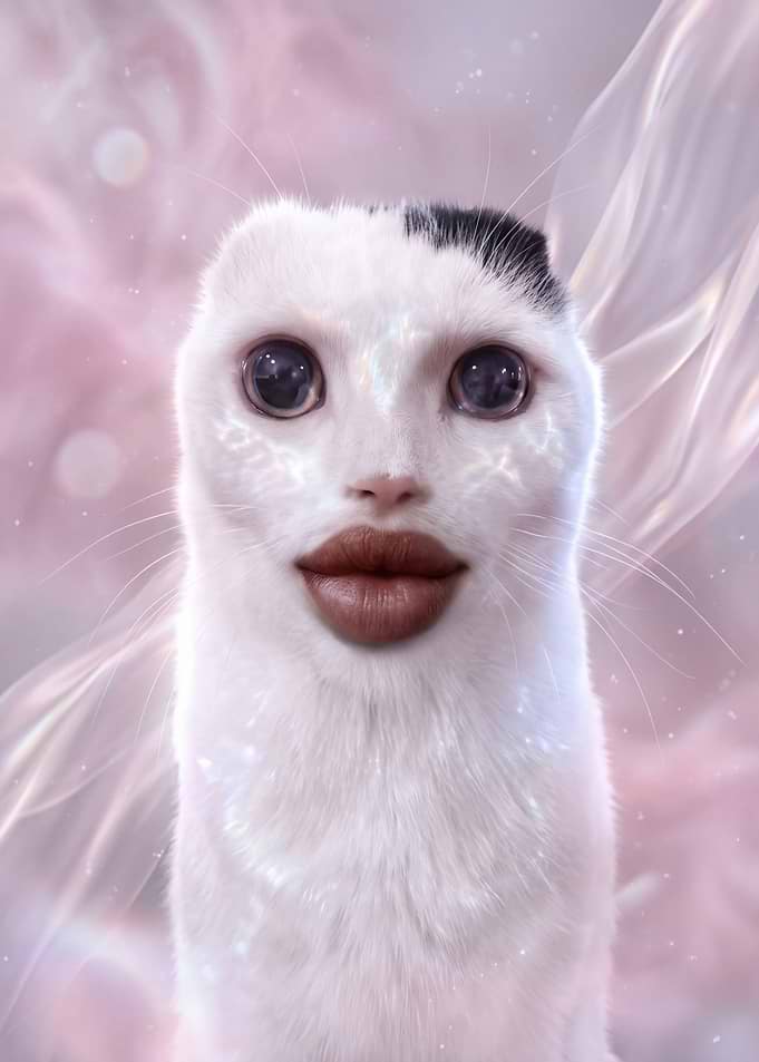 Surreal Cat Portrait with Human Lips