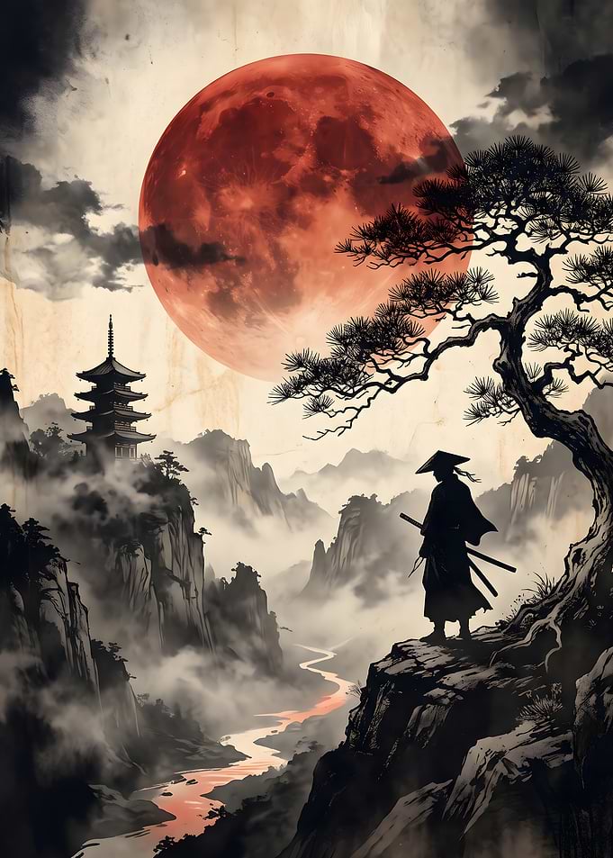 Samurai Under a Blood Red Moon