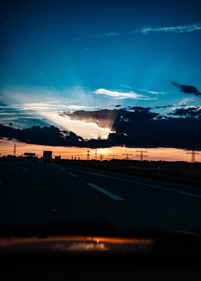 Sunset view from a highway