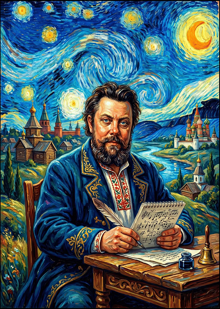 Modest Mussorgsky Painting Starry Night Style