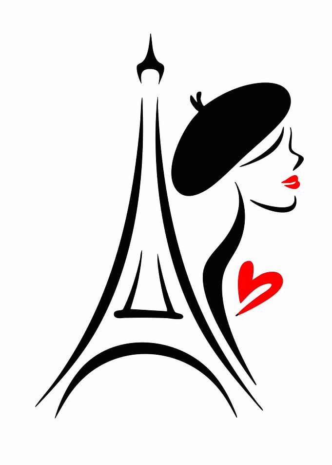 Parisian Woman and Eiffel Tower Illustration