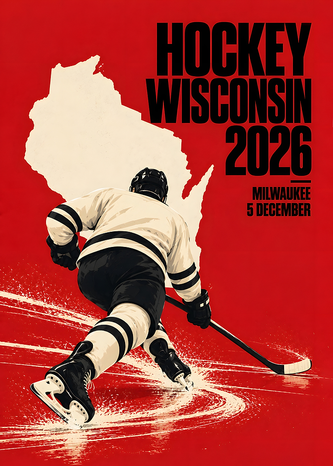 Wisconsin Hockey Milwaukee Skater Red Poster