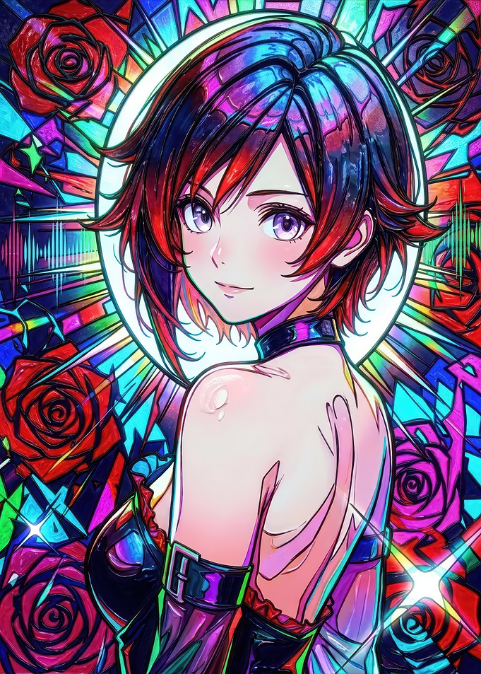 Ruby Rose Stained Glass Portrait
