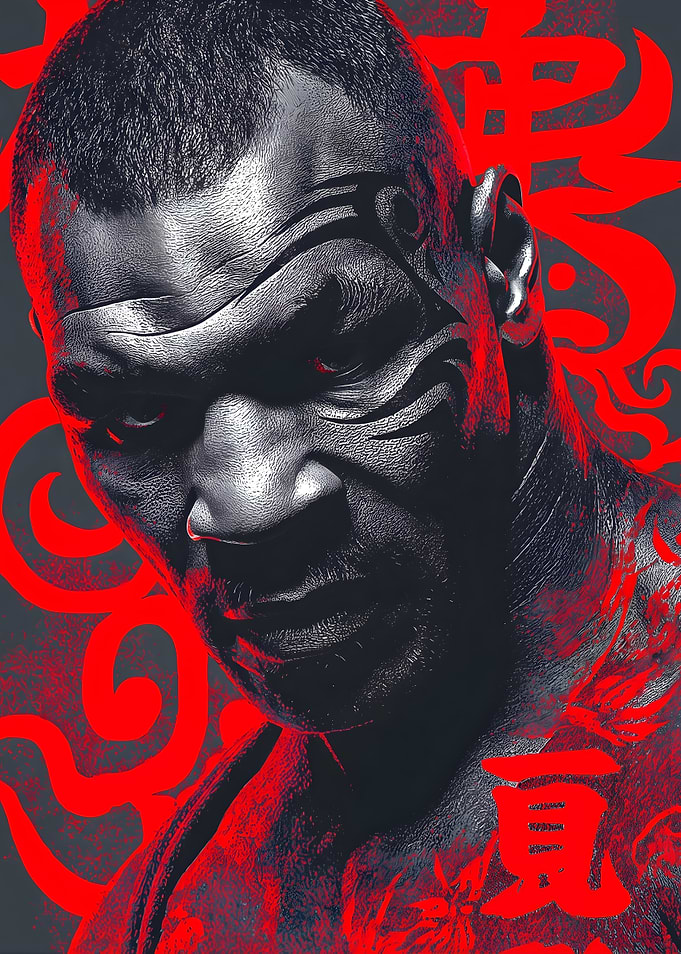 Mike Tyson Portrait with Red Accents