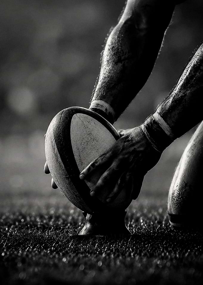 Rugby Player Preparing for Kick