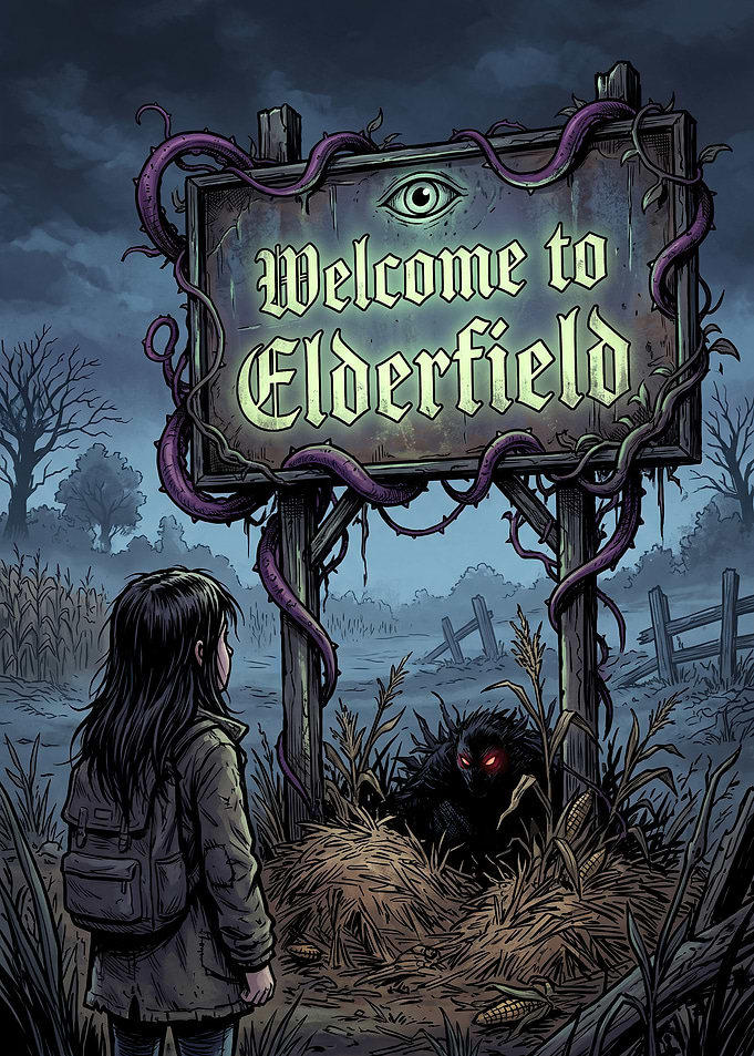 Welcome to Elderfield Horror Illustration