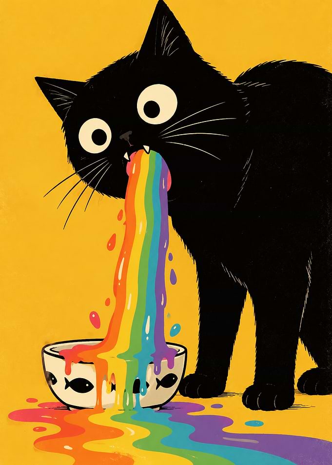 Rainbow Cat – Quirky and Colorful Pop Art Poster