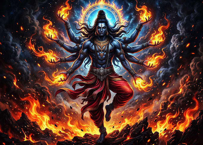 Shiva Cosmic Fire God Art Poster