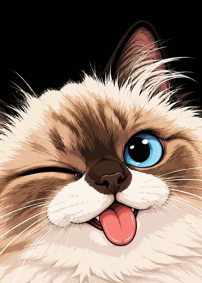 Cute Winking Ragdoll Cat Portrait