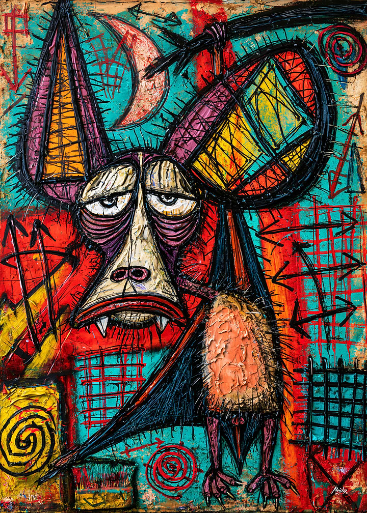 The Melancholic Bat - Psychedelic Pop Surrealist Art