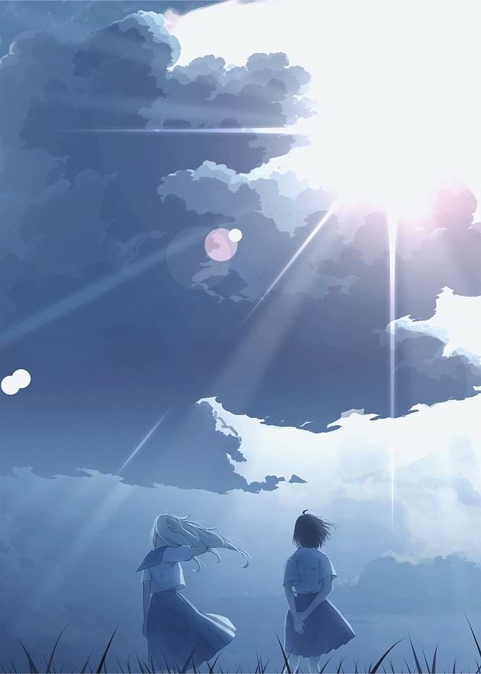 Two Girls Under a Dramatic Sky