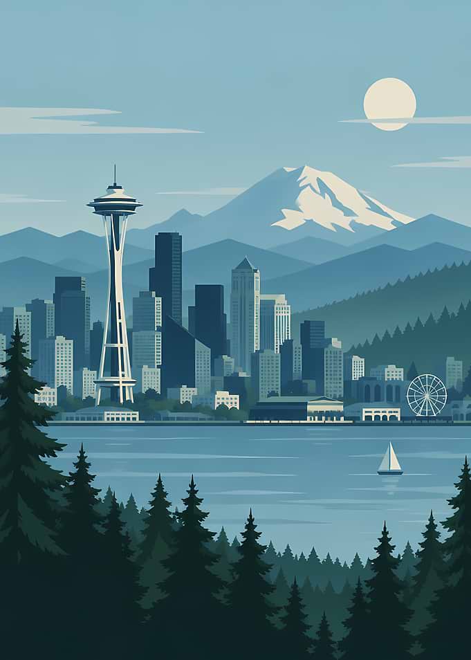 Seattle Skyline with Mount Rainier