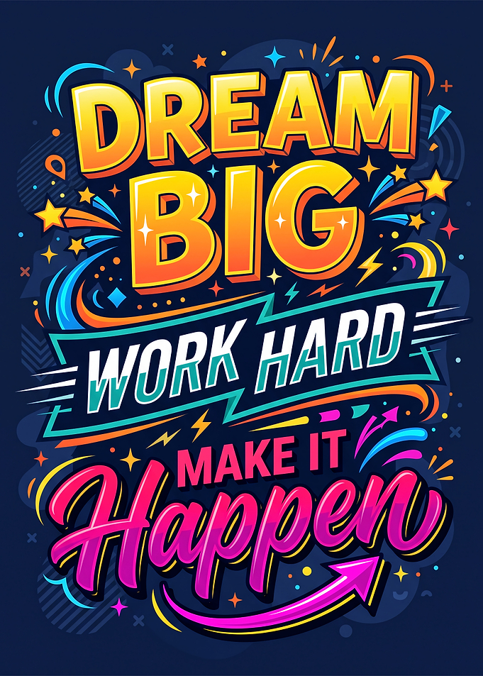 Dream Big Work Hard Motivational Poster
