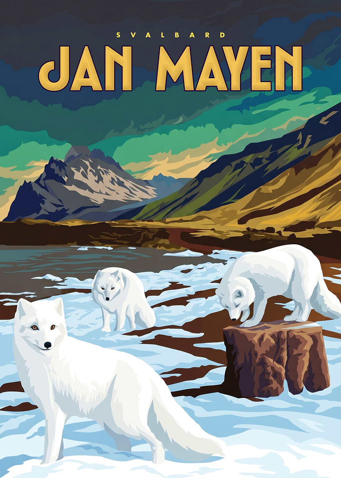 Jan Mayen Arctic Fox Travel Poster