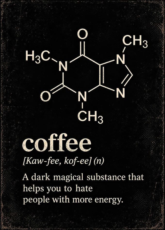 Funny Coffee Definition Chemical Structure Poster