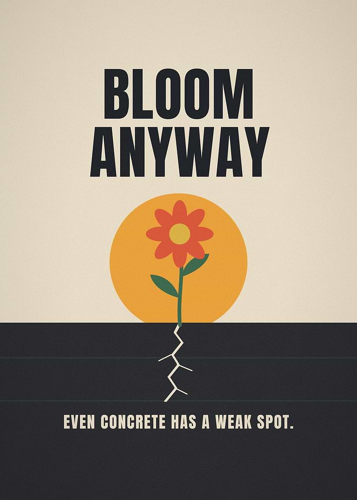 Bloom Anyway Flower Through Concrete Poster