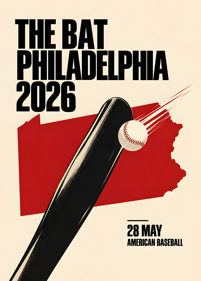 Philadelphia Baseball Bat Hitting Ball Poster