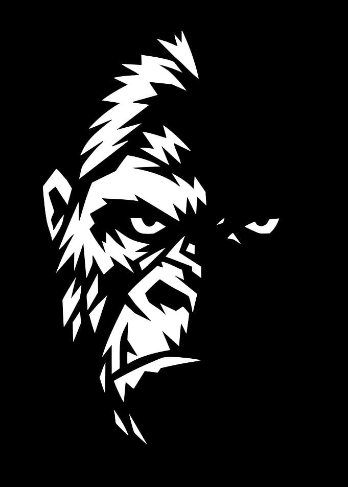 Minimalist Gorilla Face Stencil Art