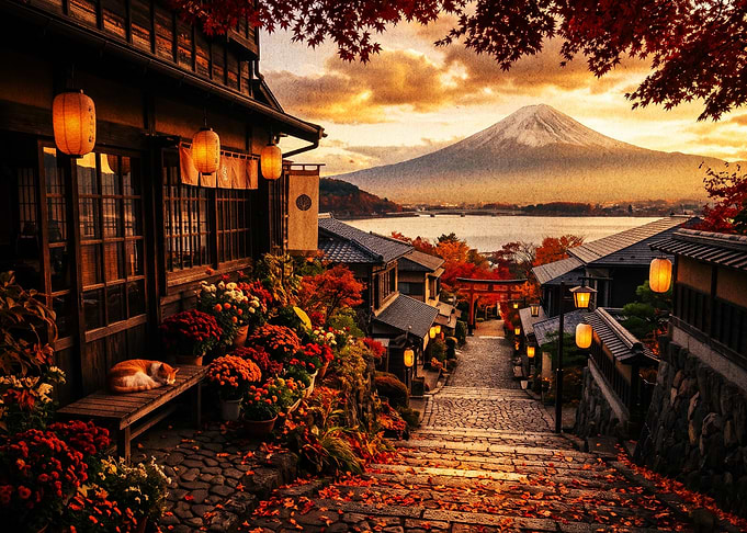 Japan Autumn Mount Fuji Landscape