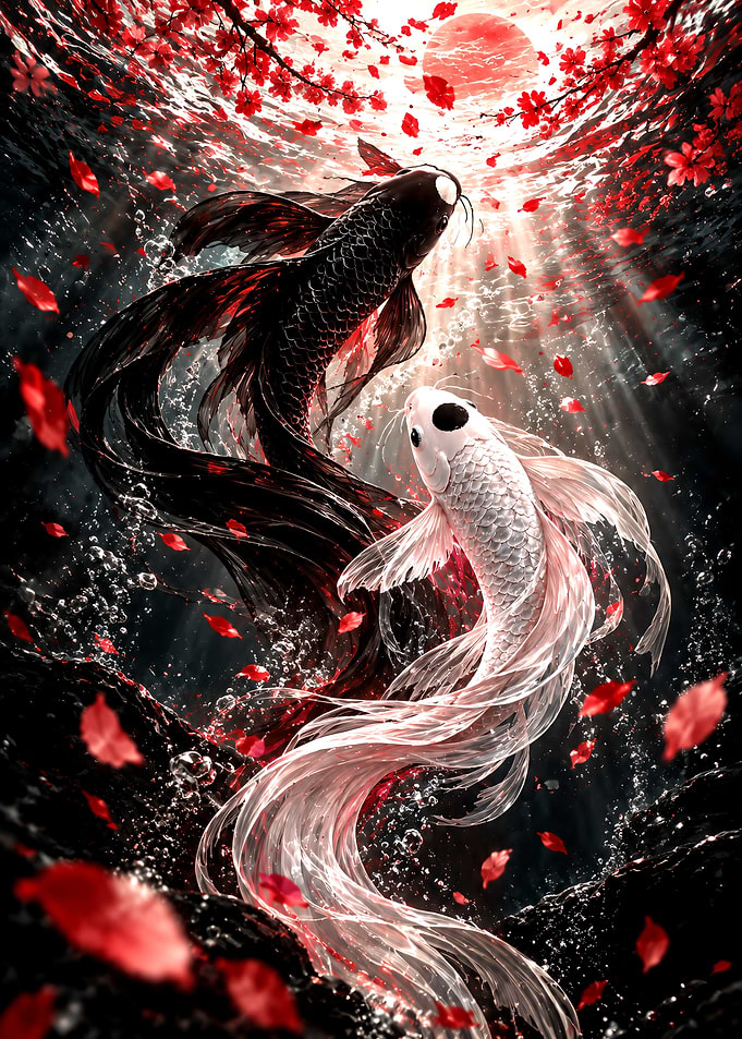 Yin Yang Koi Fish Underwater