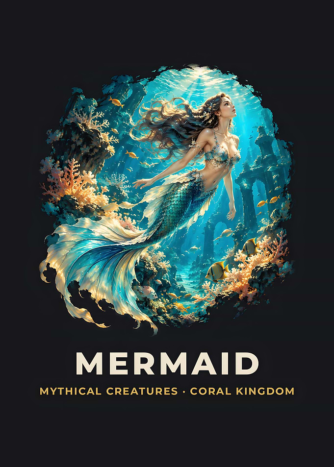Mermaid Coral Reef Underwater Mythical Poster
