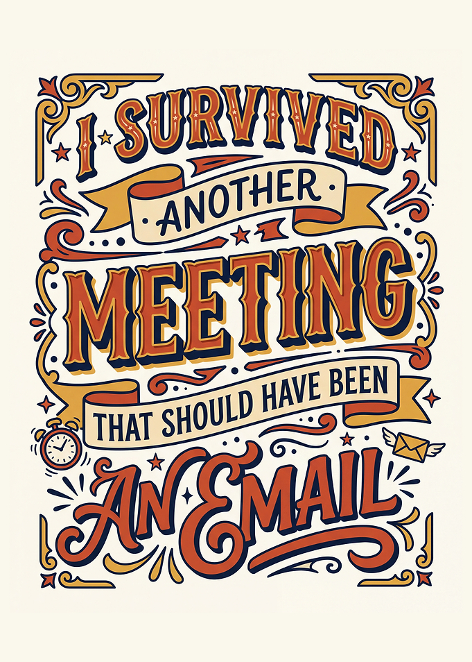 I Survived Another Meeting Typography Poster