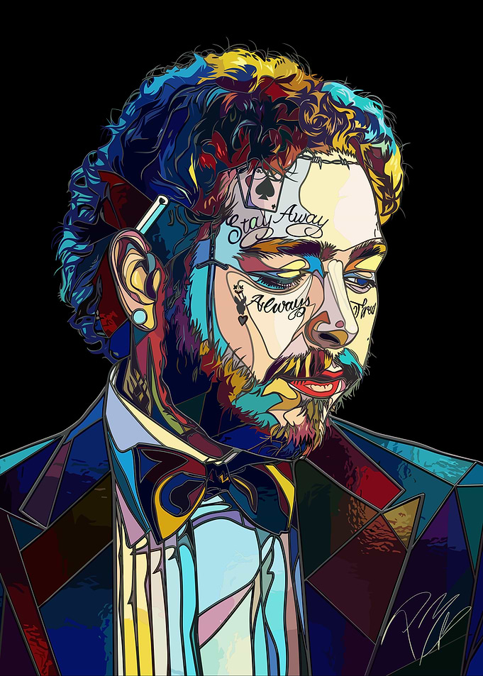 Post Malone Stained Glass Portrait