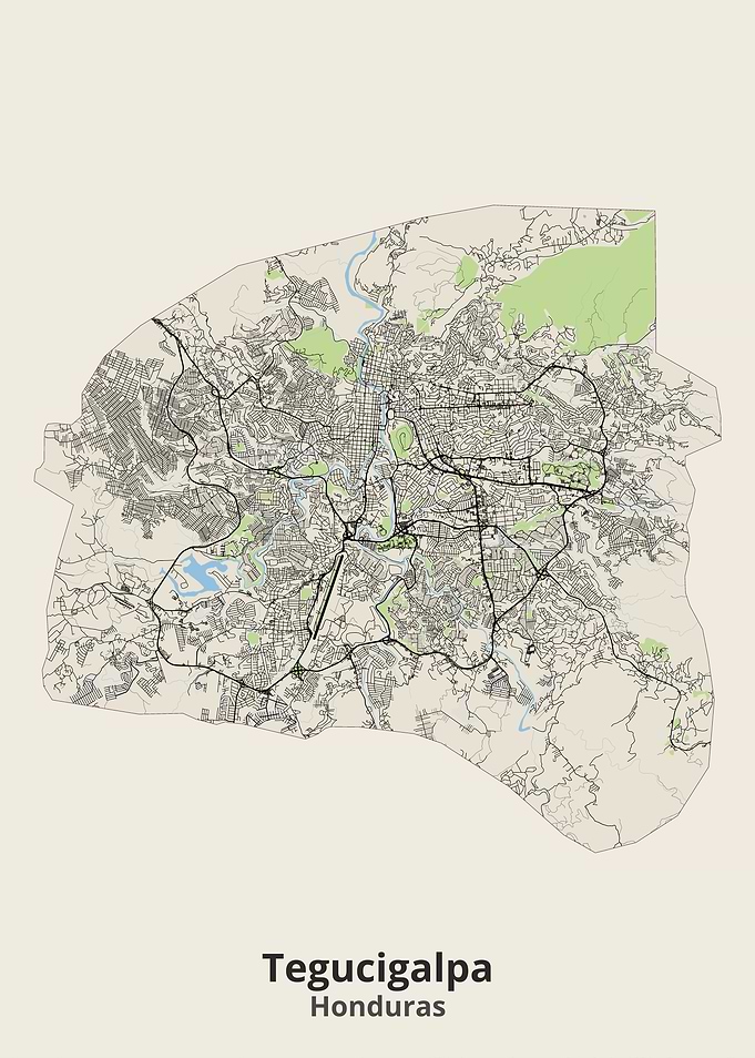 Tegucigalpa Honduras City Map Print