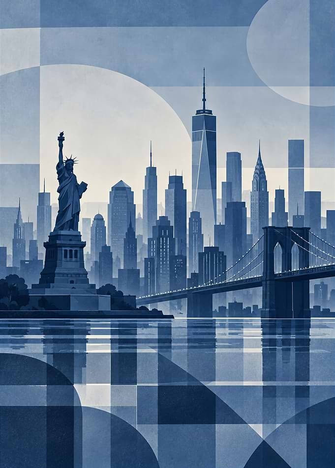 New York City Skyline, Travel Poster